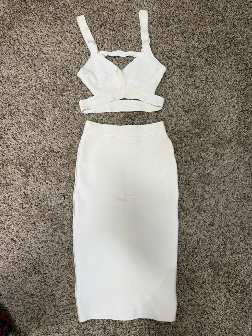 Bandage White Women’s Pencil Skirt - Classic Knit